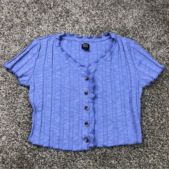BDG Urban Outfitters Women’s Purple Button Front Ribbed Crop Top Size Small - Picture 1 of 7